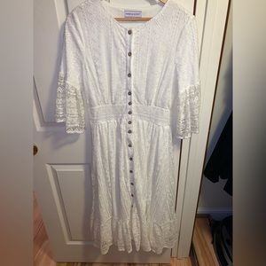 Piper and scoot white lace midi dress